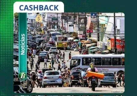 Movimento de ônibus e comércio no Alecrim — cashback no transporte público
